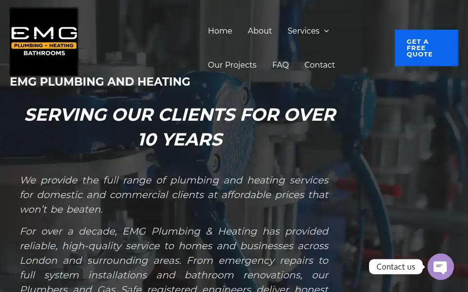 Screenshot of emgplumbingheating.co.uk