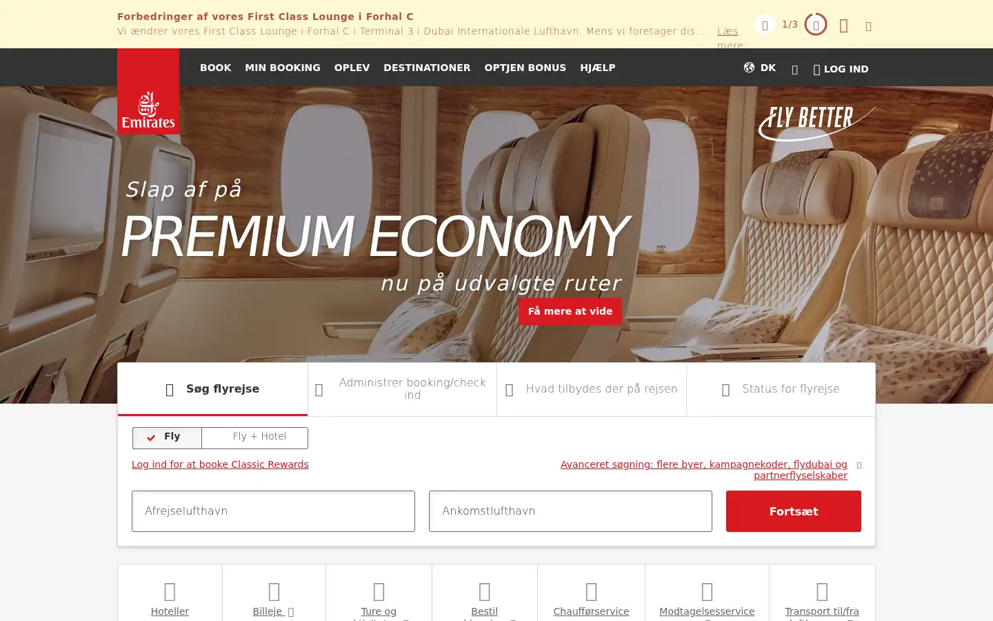 Screenshot of emirates.dk
