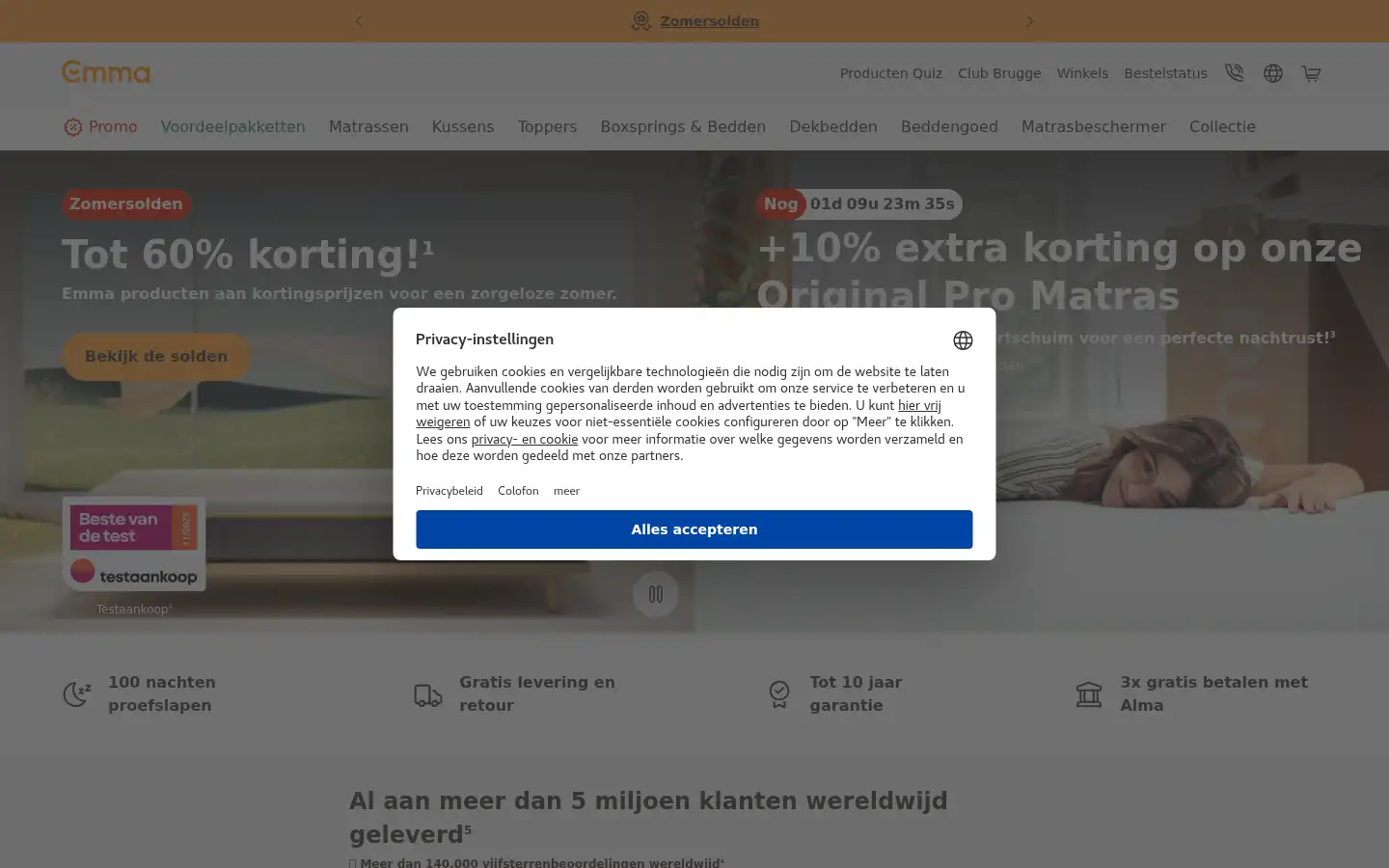 Screenshot of emma-matras.be