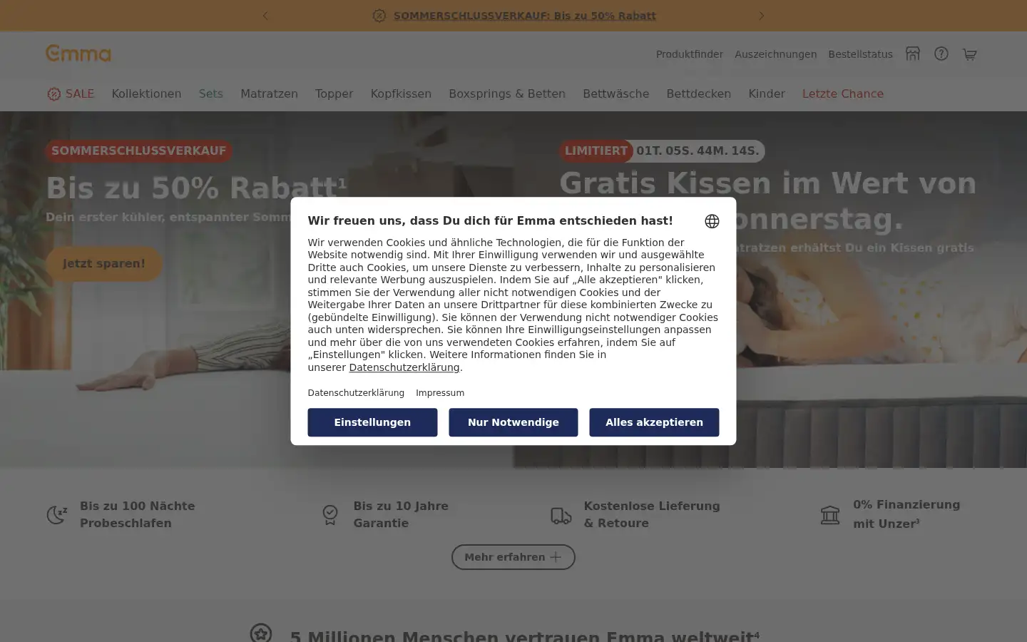 Screenshot of emma-matratze.de