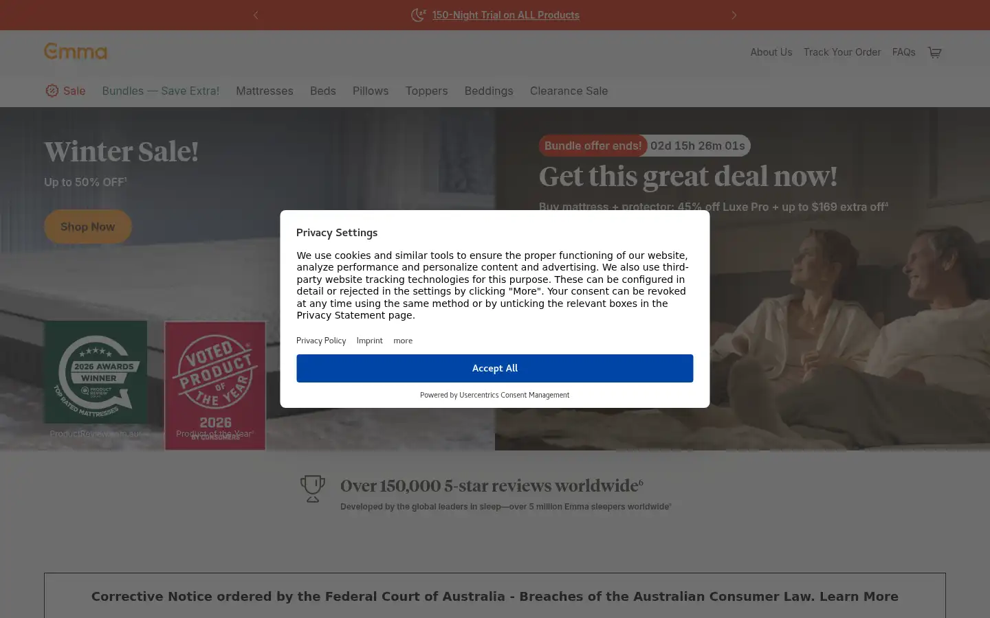 Screenshot of emma-sleep.com.au