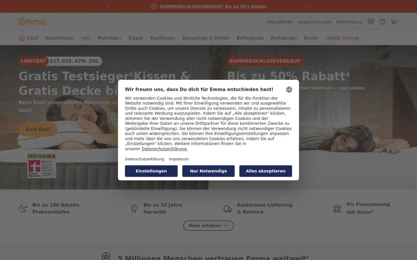 Screenshot of emma-sleep.de