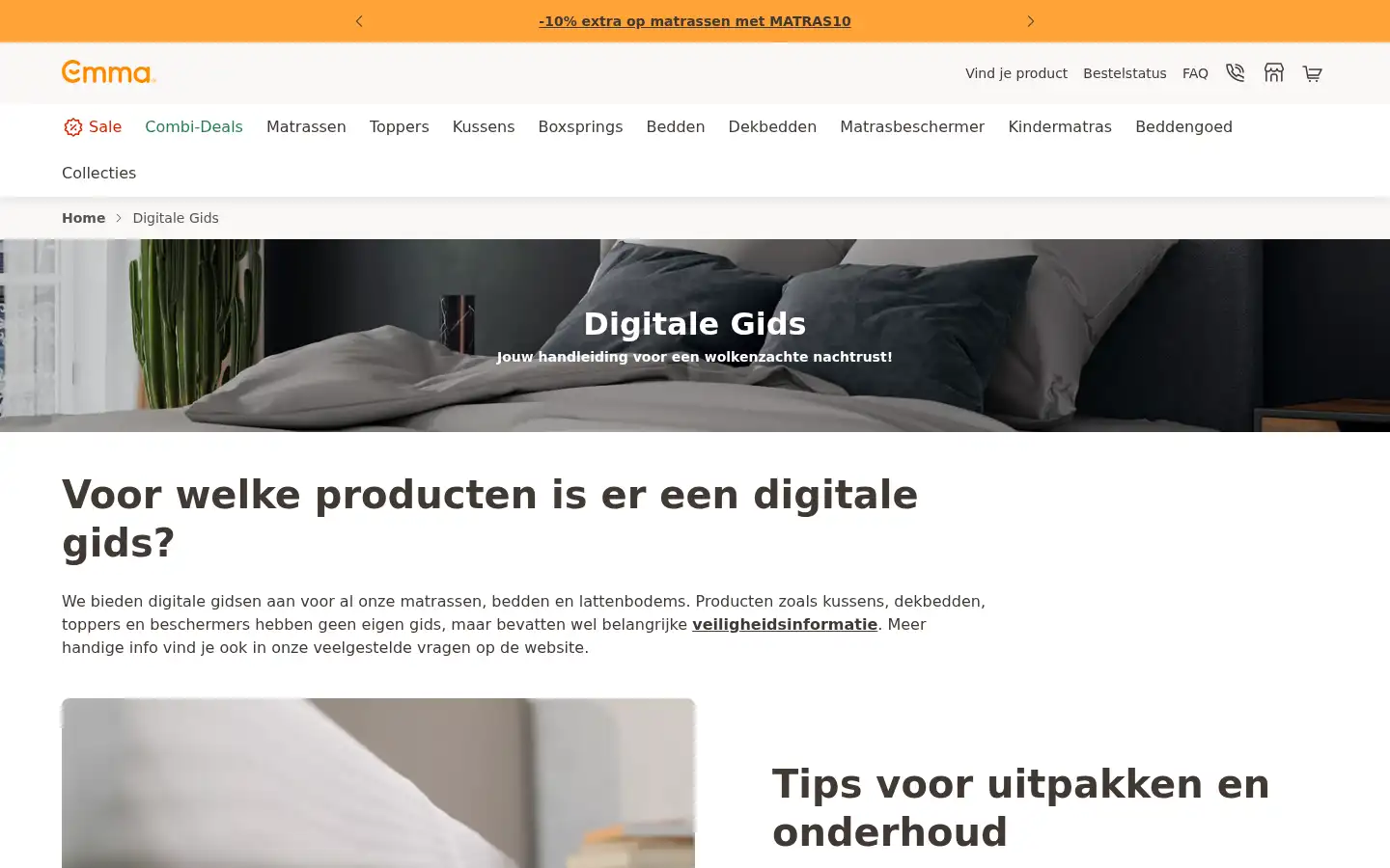Screenshot of emma-sleep.nl