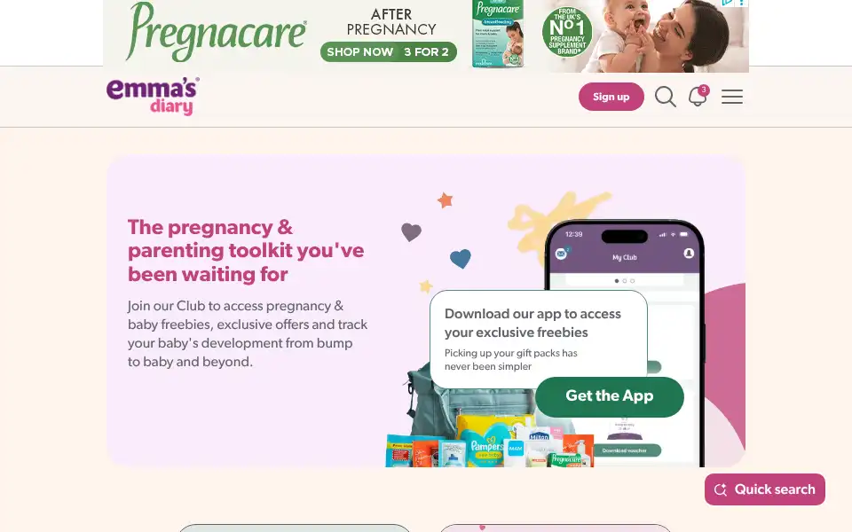 Screenshot of emmasdiary.co.uk