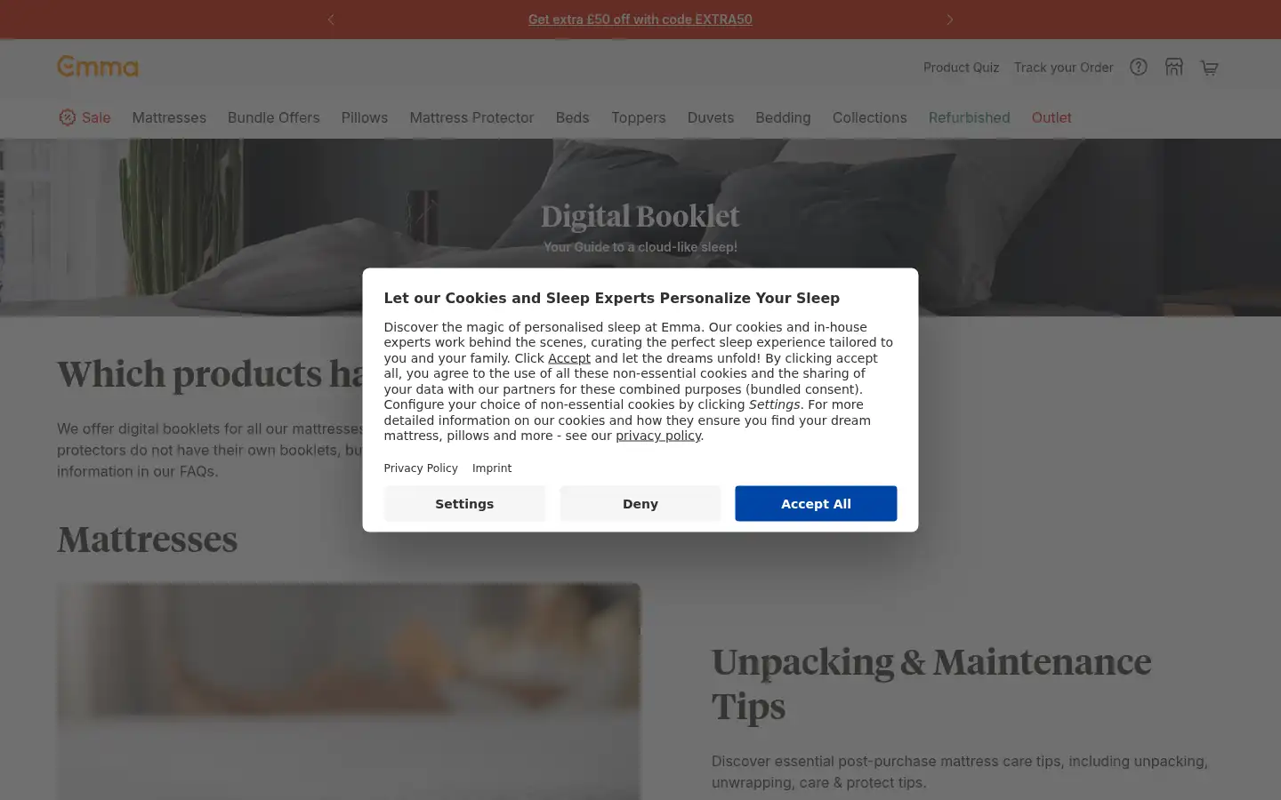 Screenshot of emmasleep.co.uk