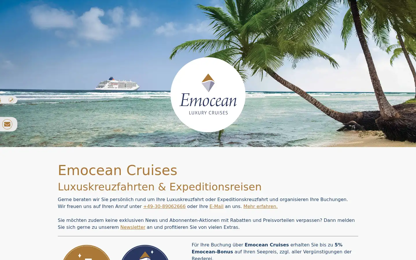 Screenshot of emocean-cruises.com