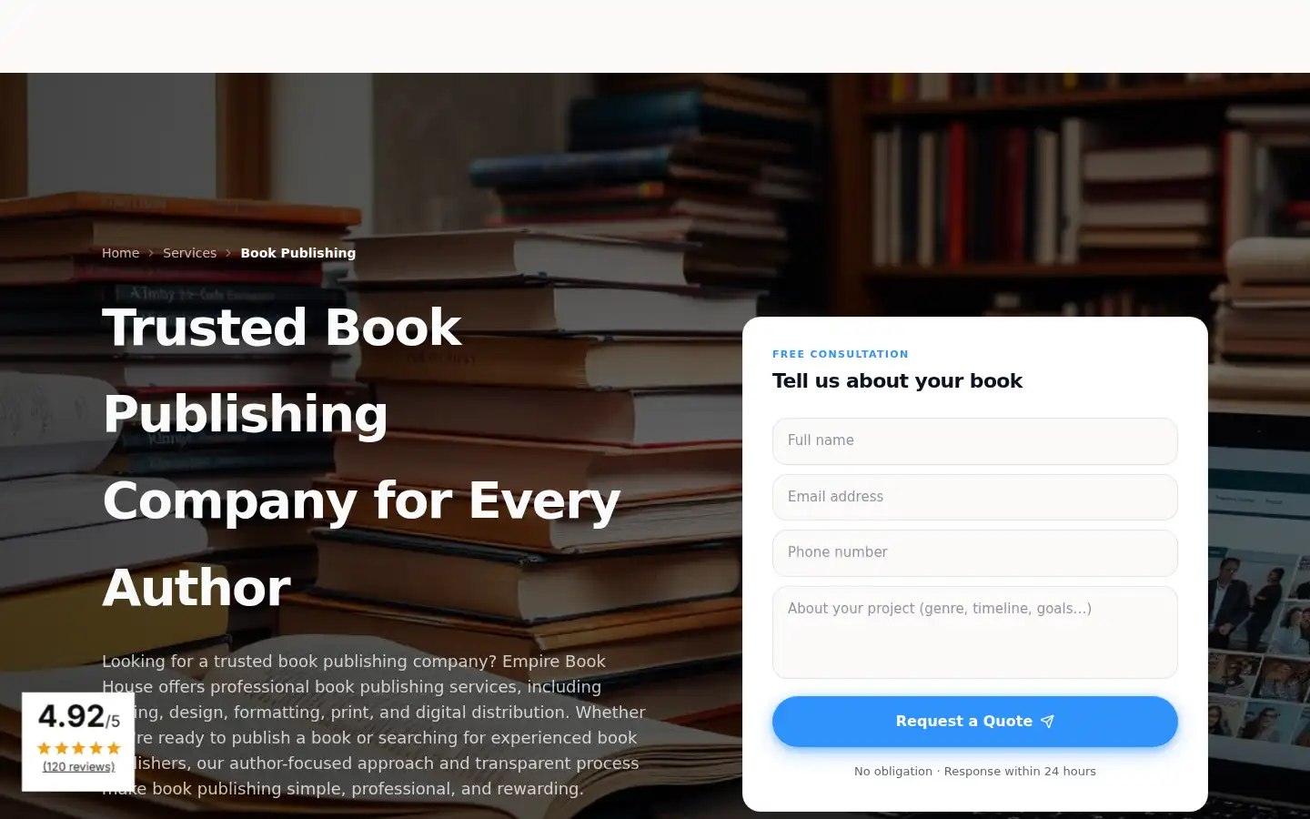 Screenshot of empirebookhouse.com