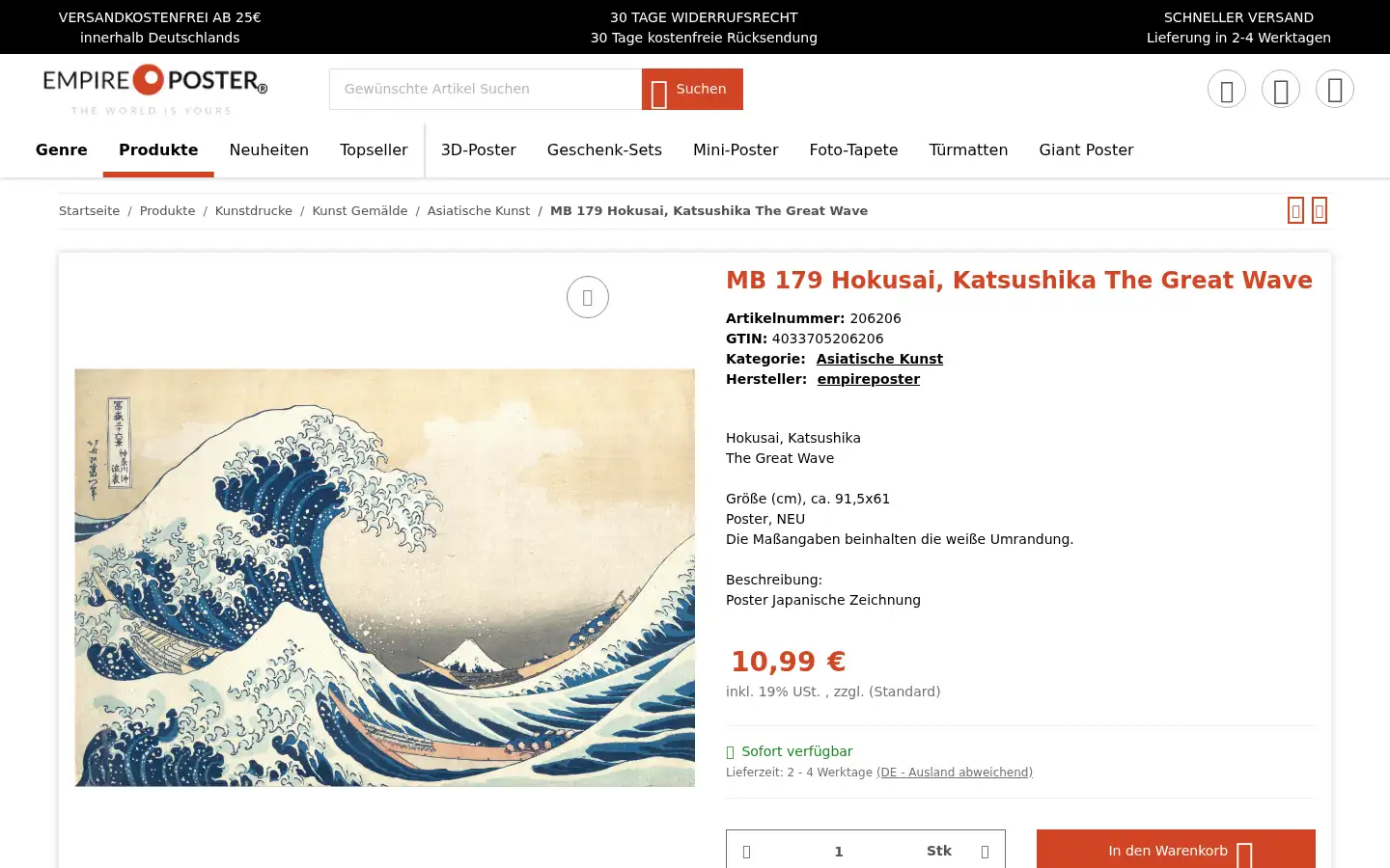 Screenshot of empireposter.de