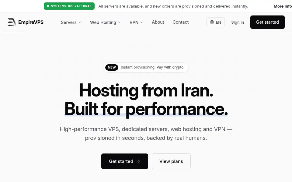 Screenshot of empirevps.com