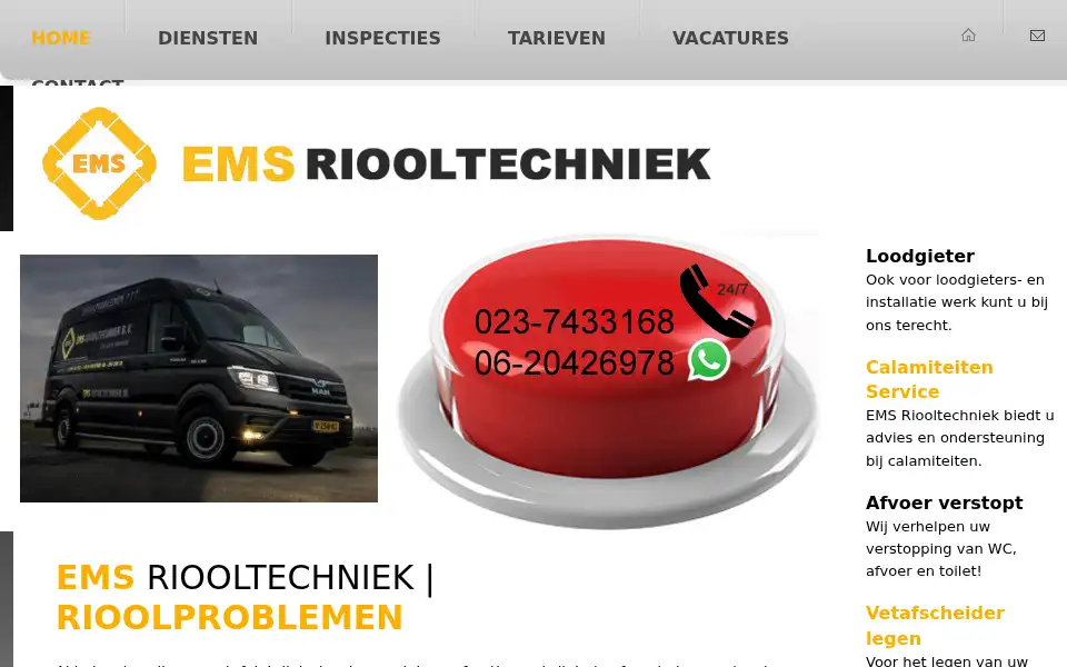 Screenshot of ems-riooltechniek.nl