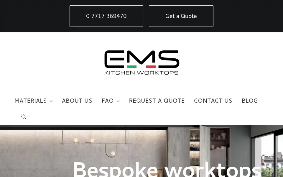 Screenshot of emskitchenworktops.co.uk