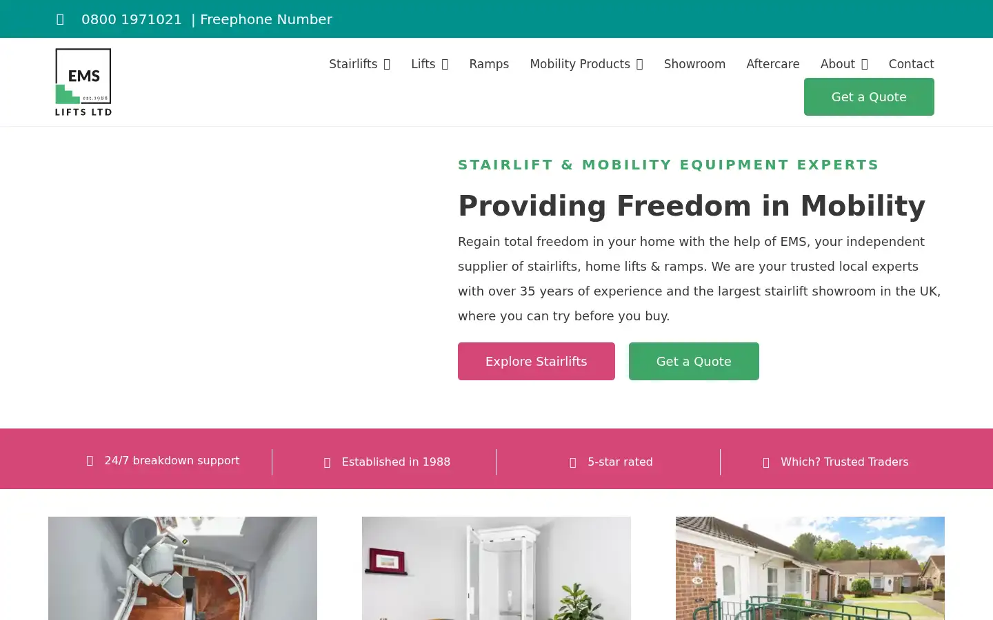 Screenshot of emslifts.co.uk