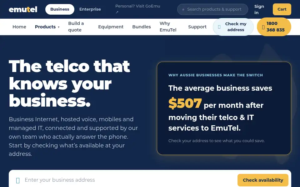Screenshot of emutel.com.au