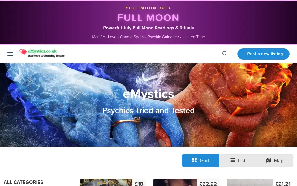 Screenshot of emystics.co.uk