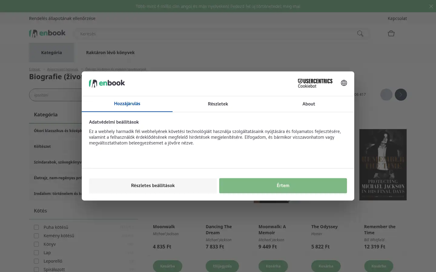 Screenshot of enbook.hu