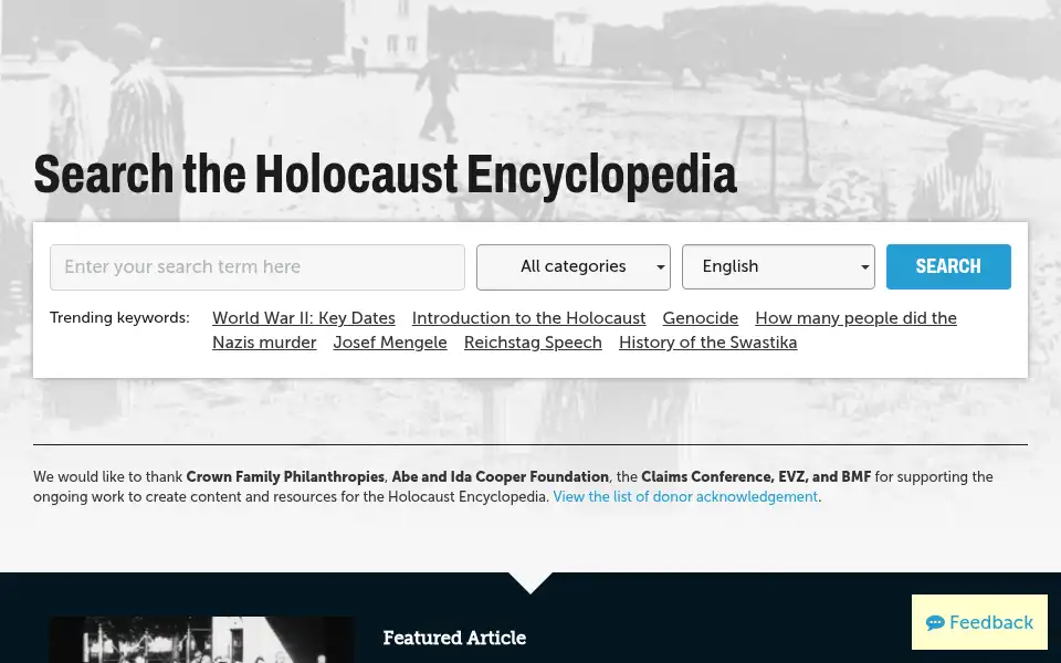 Screenshot of encyclopedia.ushmm.org