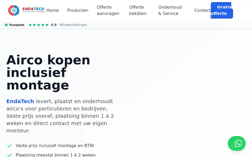 Screenshot of endatech.nl