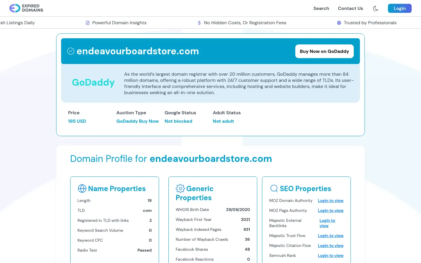 Screenshot of endeavourboardstore.com