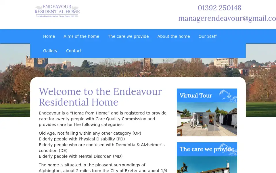 Screenshot of endeavourresidentialhome.co.uk