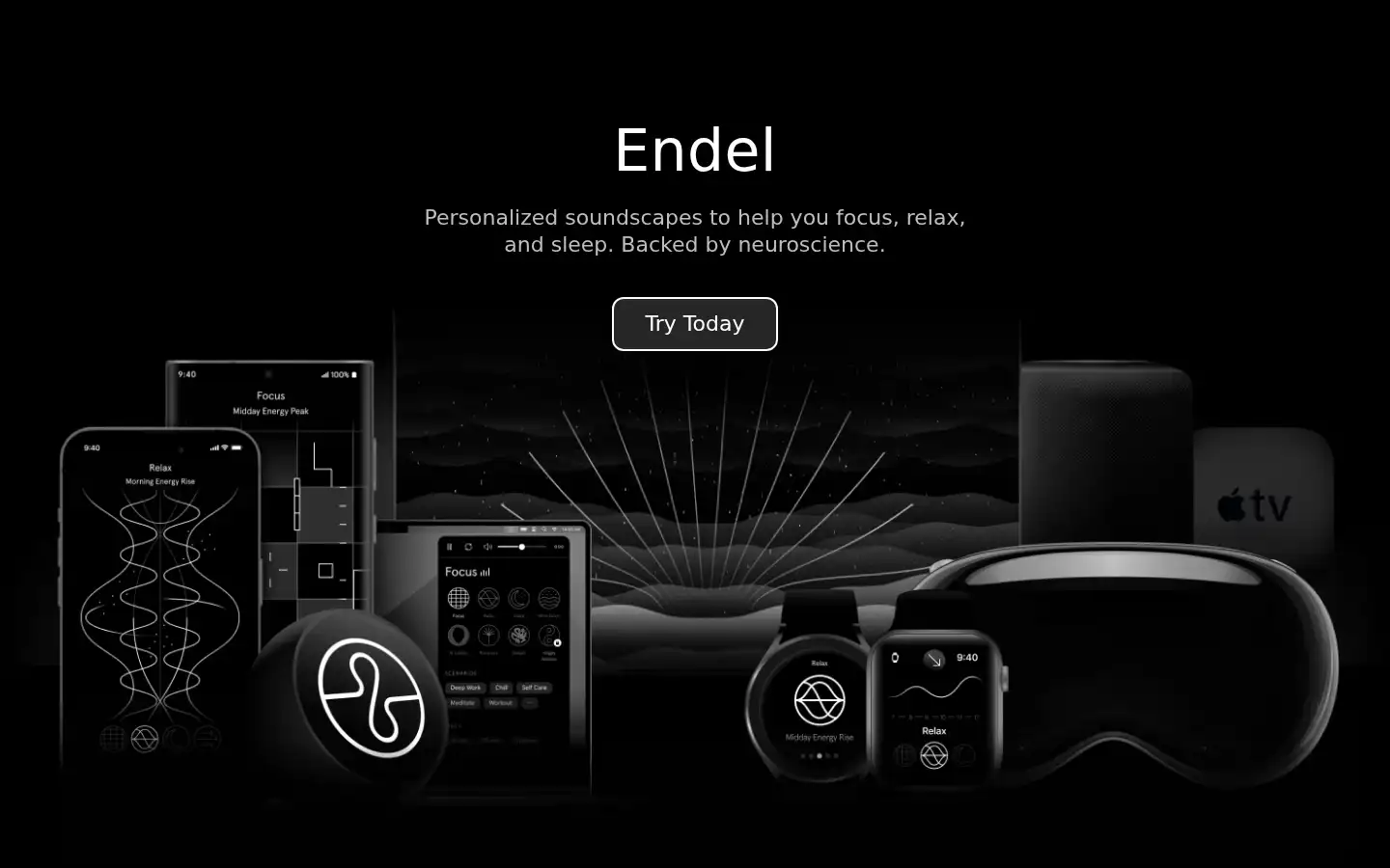 Screenshot of endel.io