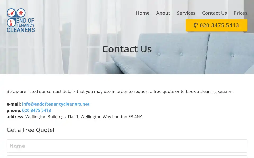 Screenshot of endoftenancycleaners.net