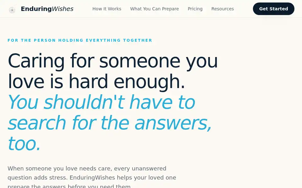 Screenshot of enduringwishes.com