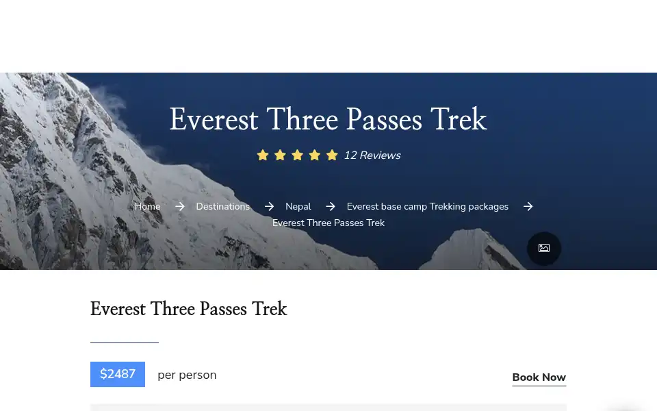 Screenshot of enepaltrekking.com