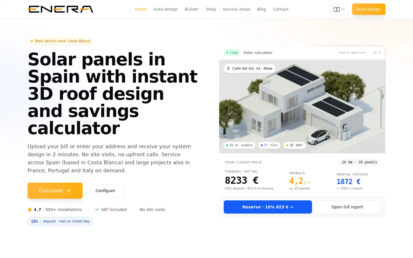 Screenshot of enera-solar.com