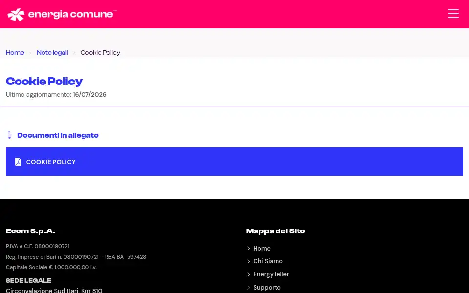 Screenshot of energiacomune.com