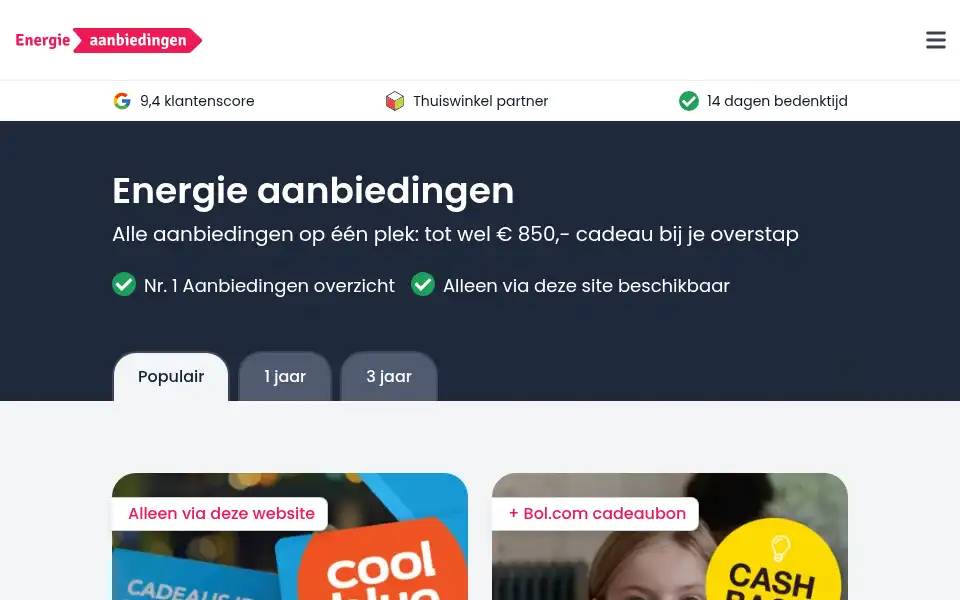 Screenshot of energie-aanbiedingen.com