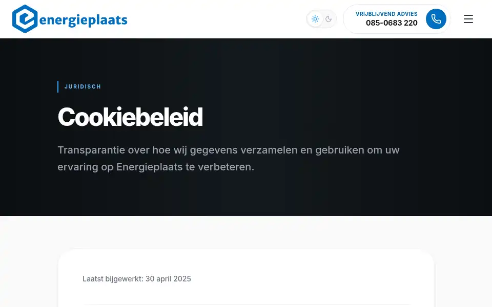 Screenshot of energieplaats.nl
