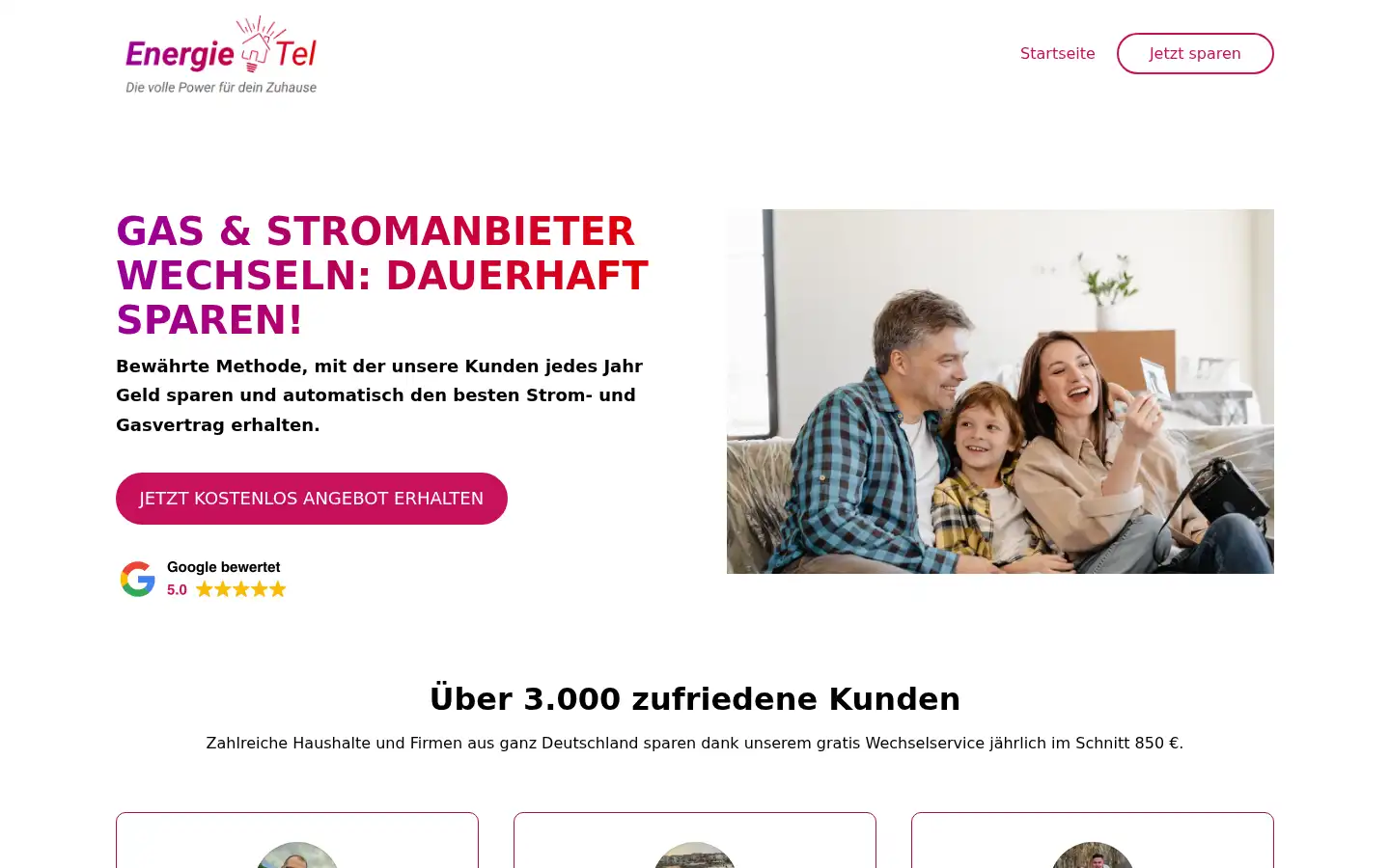 Screenshot of energietel.com