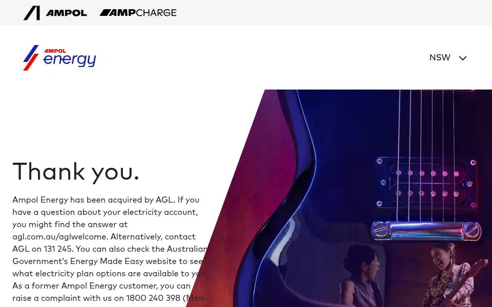 Screenshot of energy.ampol.com.au
