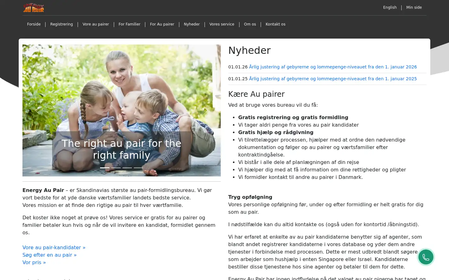 Screenshot of energyaupair.dk