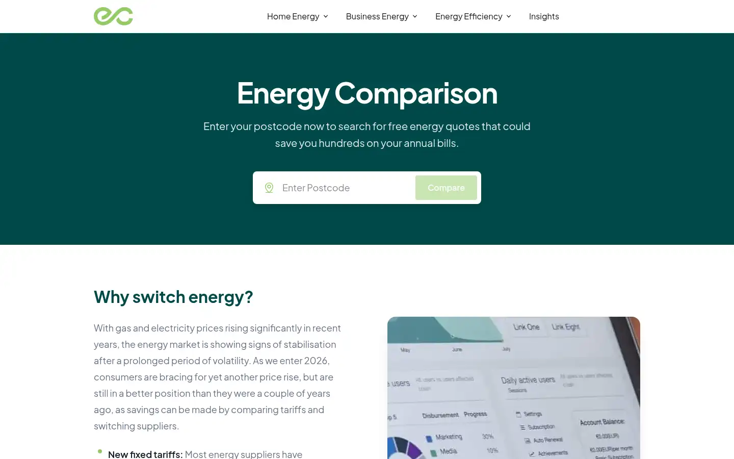 Screenshot of energycomparison.co.uk