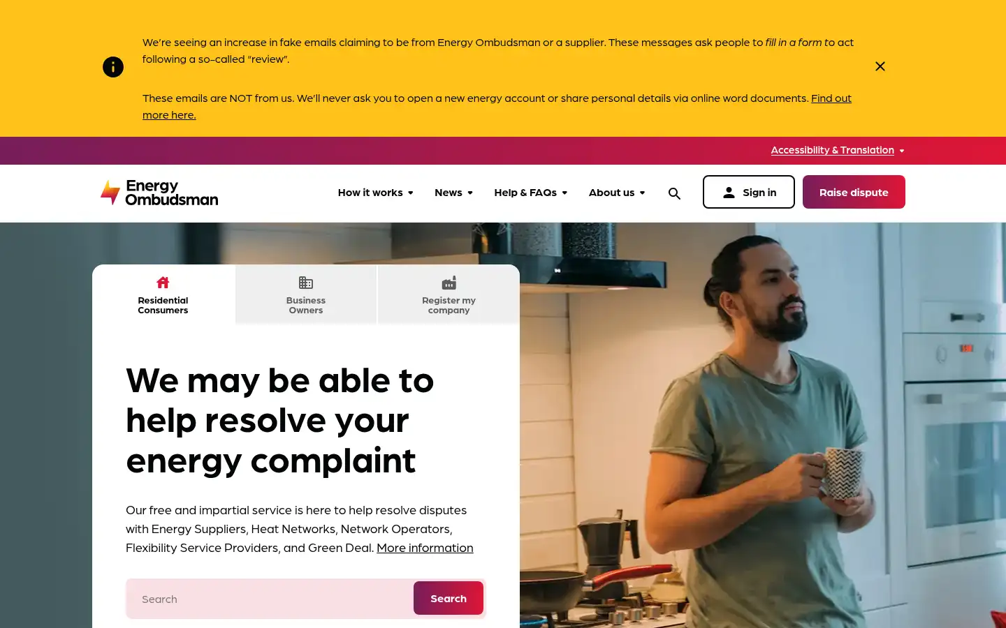 Screenshot of energyombudsman.org