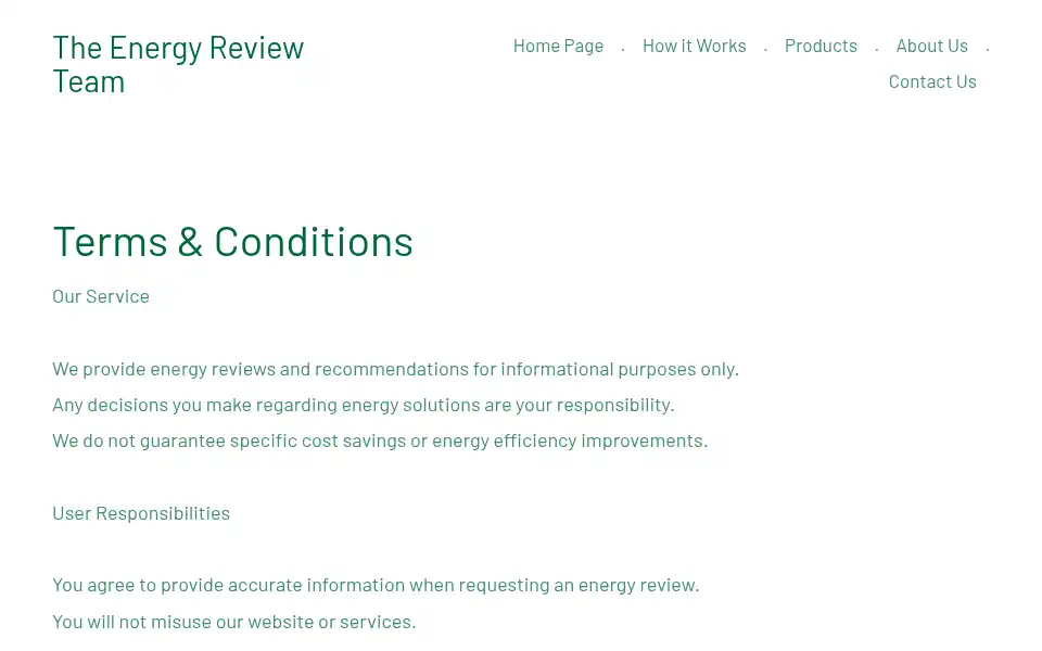 Screenshot of energyreviewteam.co.uk