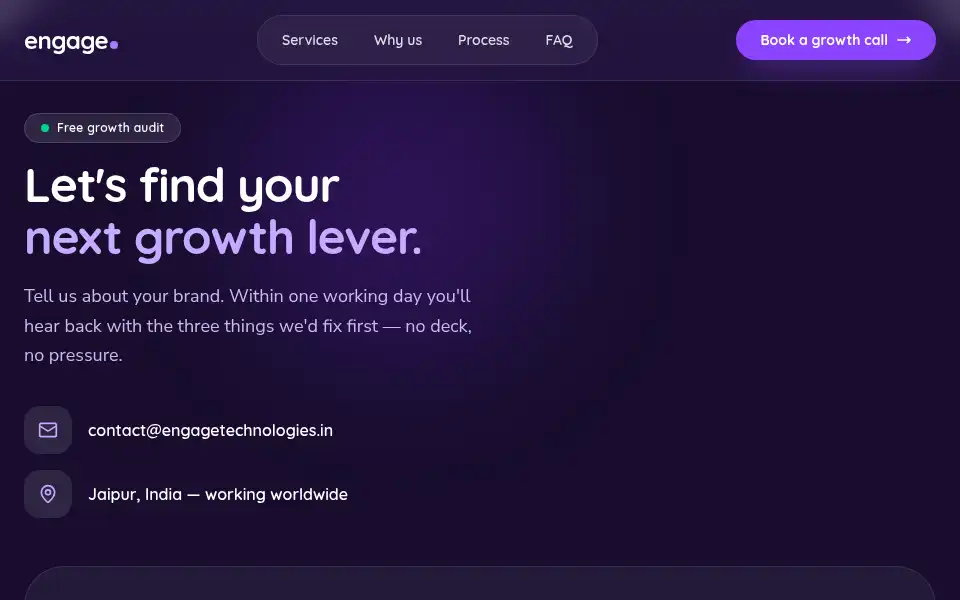 Screenshot of engagetechnologies.in