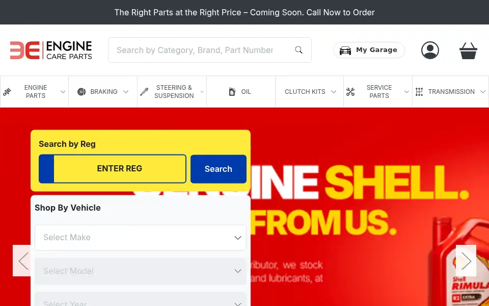 Screenshot of enginecareparts.com