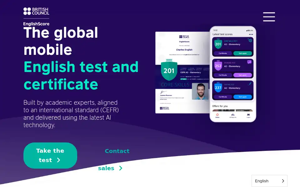 Screenshot of englishscore.com