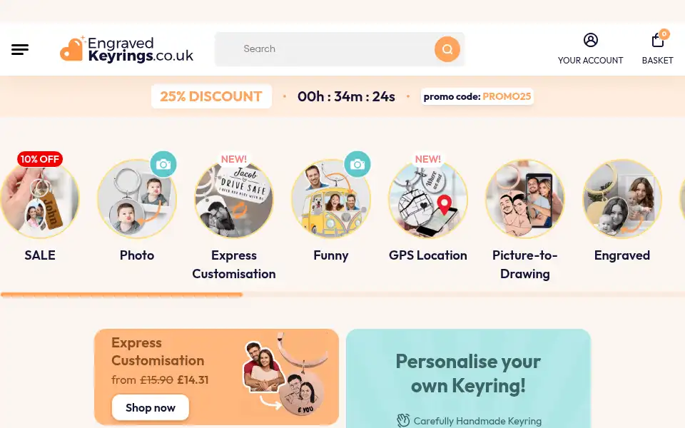 Screenshot of engravedkeyrings.co.uk