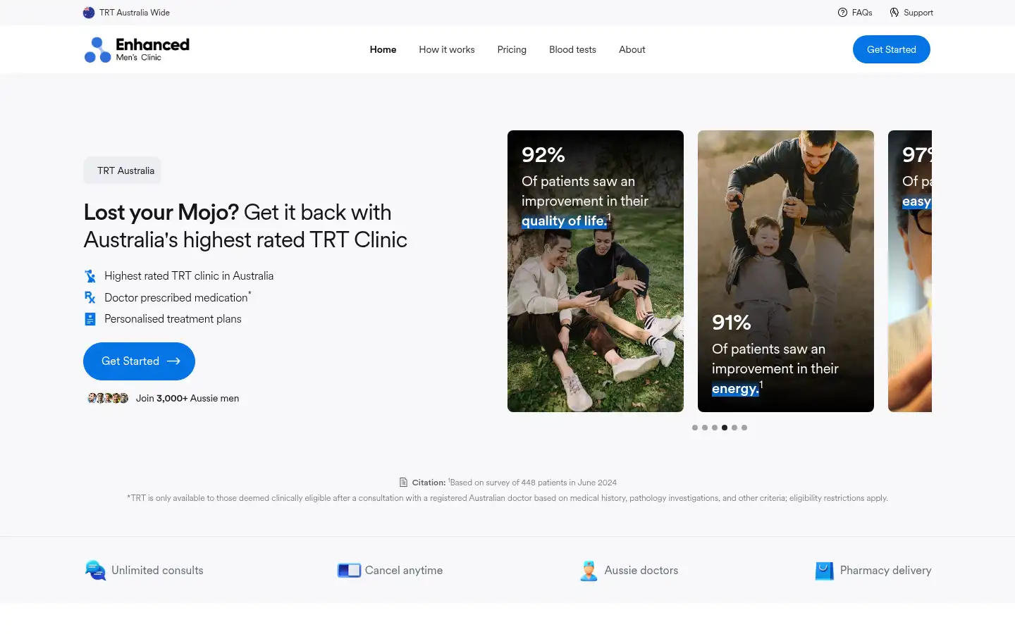 Screenshot of enhancedmensclinic.com.au