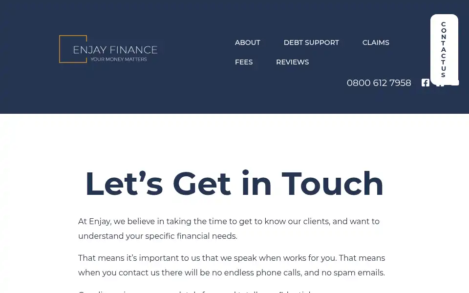 Screenshot of enjayfinance.co.uk
