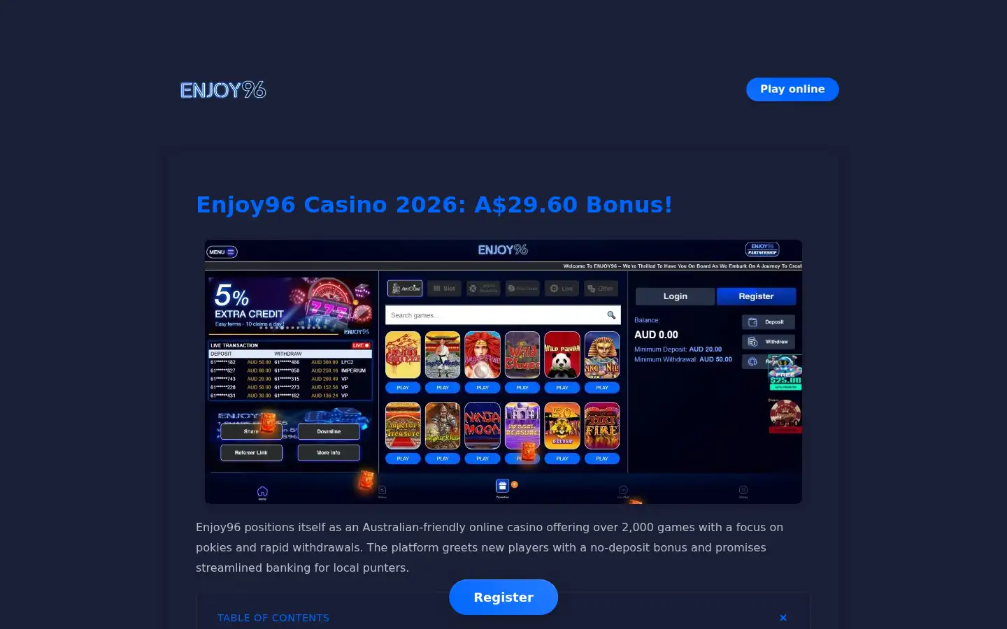 Screenshot of enjoy96casino.com