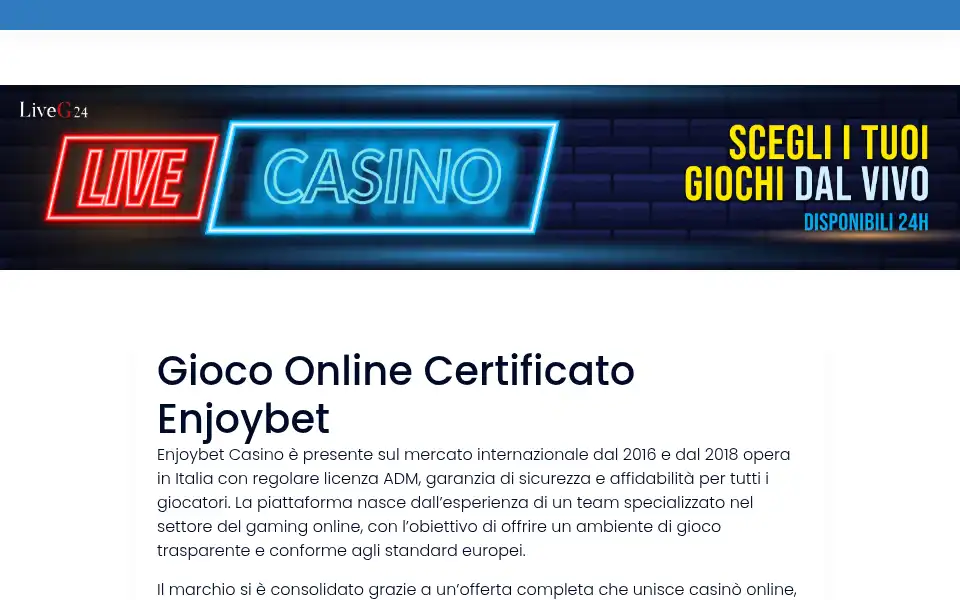 Screenshot of enjoybetcasino.org