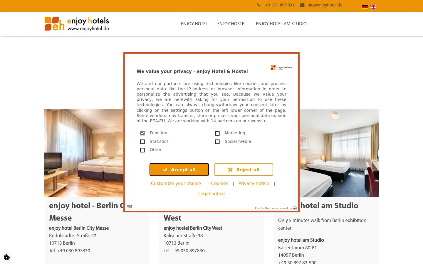 Screenshot of enjoyhotel.de