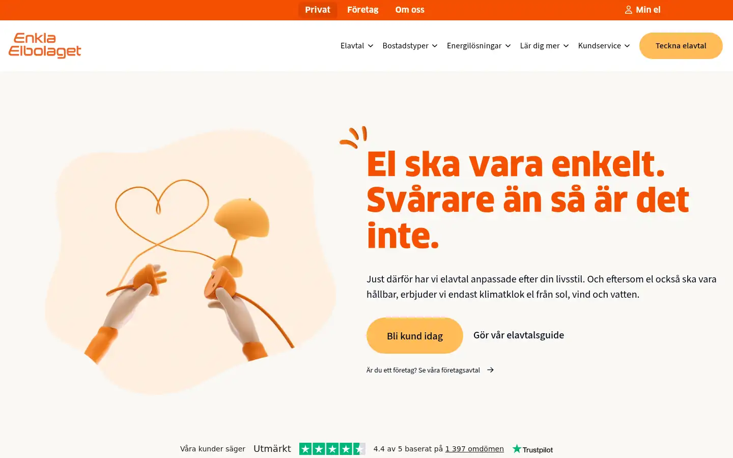 Screenshot of enklaelbolaget.se