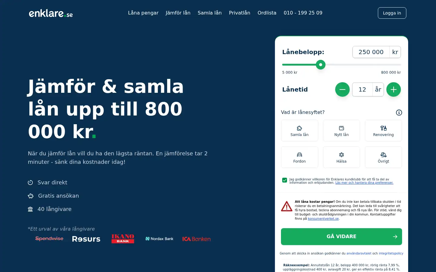 Screenshot of enklare.se
