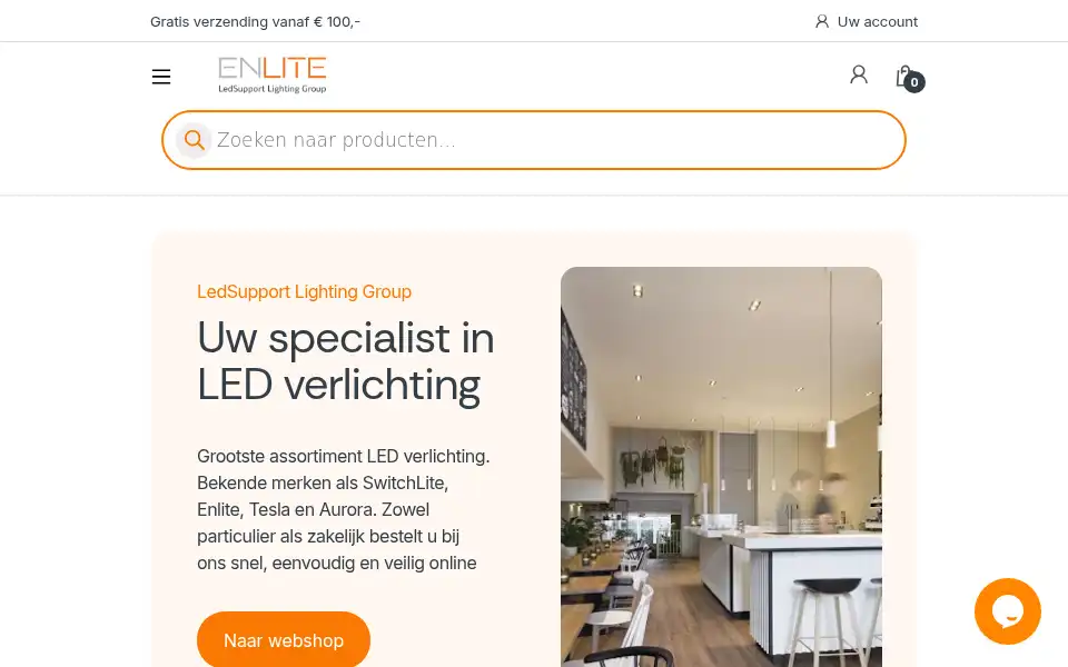 Screenshot of enlitelighting.nl