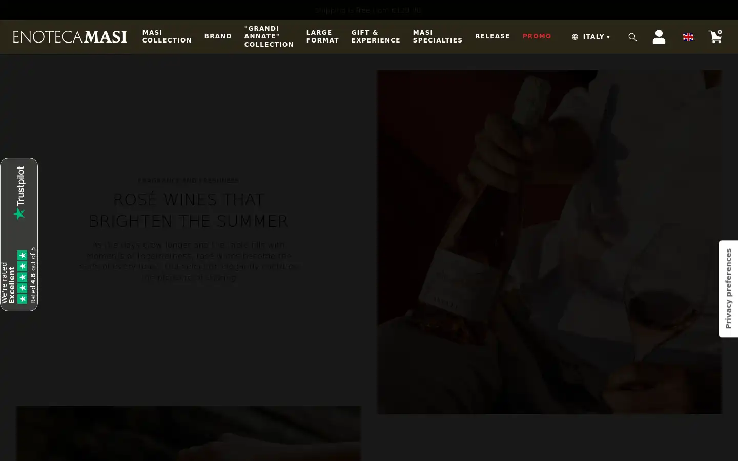 Screenshot of enotecamasi.it